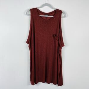 Torrid Size 4X Lightweight Linen Blend Crew Neck Pocket Tank Top Red Brick